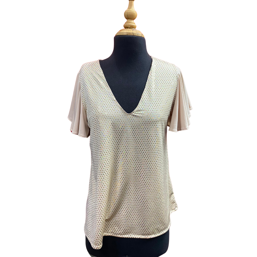 Blusa Brillos con lentejuelas Beige